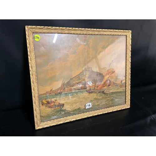 116 - GILT FRAMED SEASCAPE OILOGRAPH 21 X 17