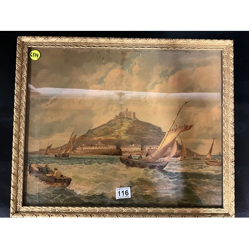 116 - GILT FRAMED SEASCAPE OILOGRAPH 21 X 17