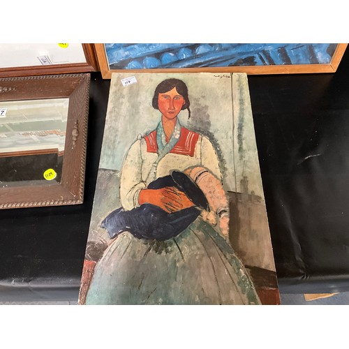 117 - OAK FRAMED MIRROR ANDY QTY PICTURES