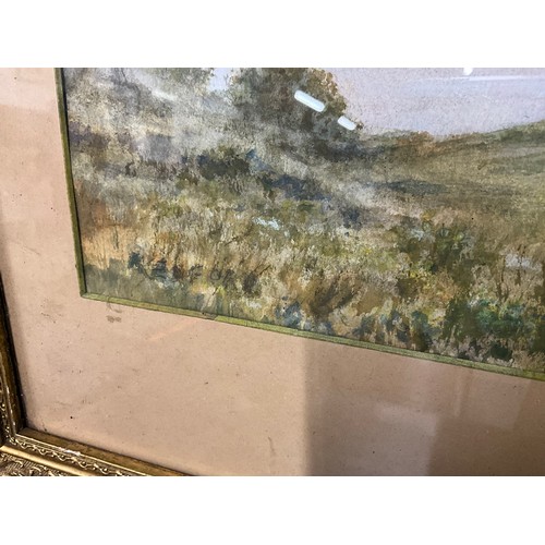 119 - GILT FRAMED WATERCOLOUR LAKE SCENE SIGNED TO CORNER 24