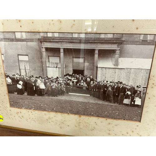 121 - 3 VINTAGE OAK FRAMED PHOTOGRAPHS AND A FRAMED BAPTISM CERTIFICATE DATED 1920