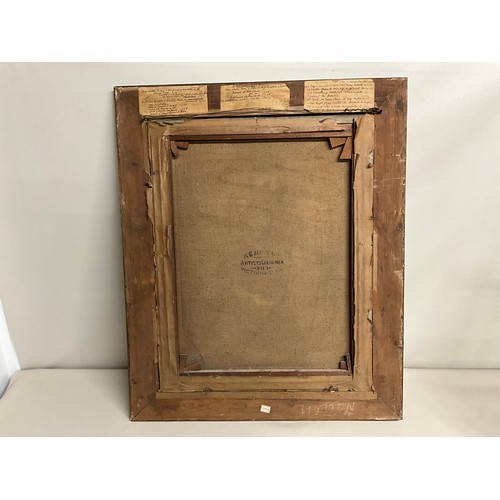 129 - GILT FRAMED OIL PAINTING OF POSSIBLY JOHN HALL WITH GUN DOG AND SHOTGUN 36