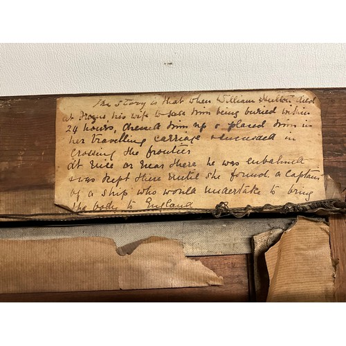 129 - GILT FRAMED OIL PAINTING OF POSSIBLY JOHN HALL WITH GUN DOG AND SHOTGUN 36