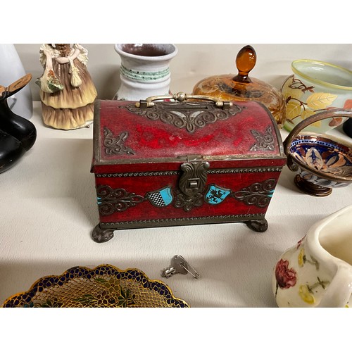 159 - 2 BOXES OF COLLECTABLES TO INCLUDE LIGHTERS, WATCHES, SILVER, BRONZE GOAT FIGURE, URANIUM BOWL OTHER... 