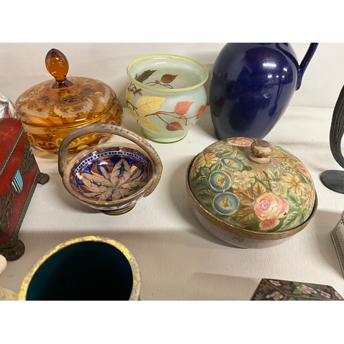 159 - 2 BOXES OF COLLECTABLES TO INCLUDE LIGHTERS, WATCHES, SILVER, BRONZE GOAT FIGURE, URANIUM BOWL OTHER... 