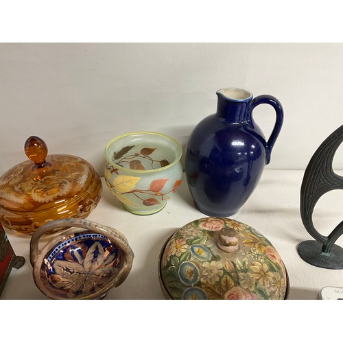 159 - 2 BOXES OF COLLECTABLES TO INCLUDE LIGHTERS, WATCHES, SILVER, BRONZE GOAT FIGURE, URANIUM BOWL OTHER... 