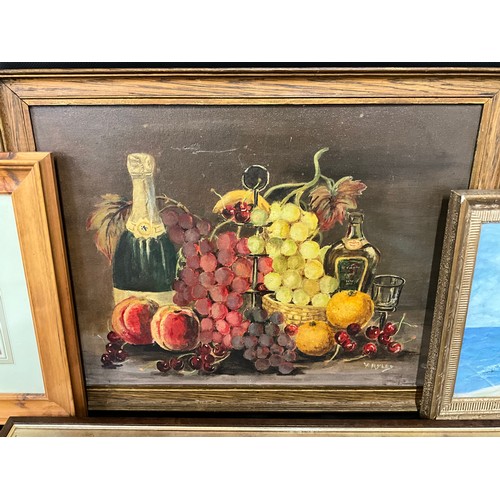 164 - BOX OF PICTURES TO INCLUDE HUNTING SCENE, WATERECOLOURS ETC