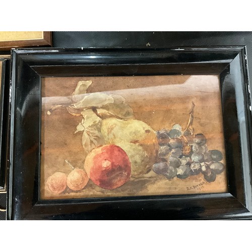 164 - BOX OF PICTURES TO INCLUDE HUNTING SCENE, WATERECOLOURS ETC