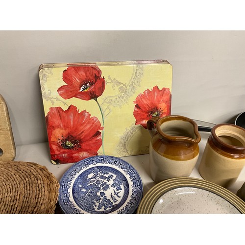 163 - CRATE OF KITCHENWARE POTS & PANS ETC