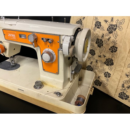 166 - VINTAGE ELECTRIC SEWING IN CASE WITH ATTACHMENTS AND JONES ELECTRIC SEWING MACHINE IN CASE