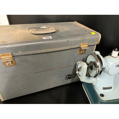 166 - VINTAGE ELECTRIC SEWING IN CASE WITH ATTACHMENTS AND JONES ELECTRIC SEWING MACHINE IN CASE