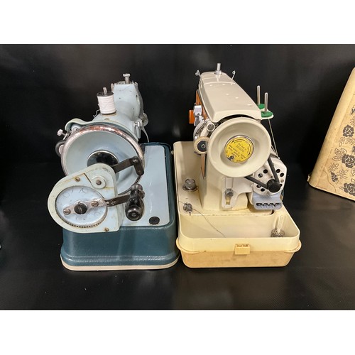 166 - VINTAGE ELECTRIC SEWING IN CASE WITH ATTACHMENTS AND JONES ELECTRIC SEWING MACHINE IN CASE