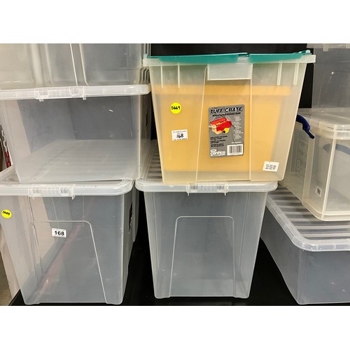 168 - QTY OF PLASTIC STORAGE CONTAINERS WITH LIDS