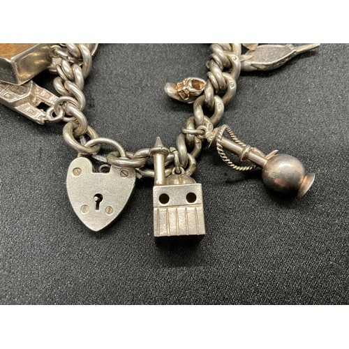 2 - HALLMARKED SILVER CHARM BRACELET WITH 20 CHARMS (1 COIN CHARM WHITE METAL) TW88.6G - HALLMARK SILVER... 