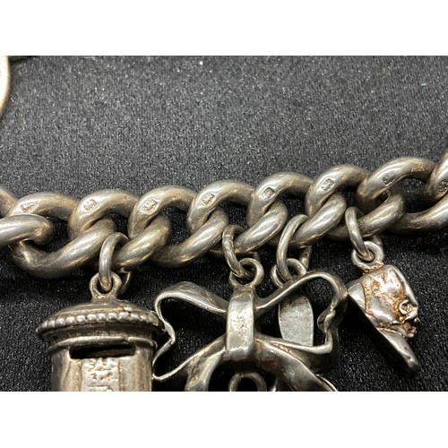 2 - HALLMARKED SILVER CHARM BRACELET WITH 20 CHARMS (1 COIN CHARM WHITE METAL) TW88.6G - HALLMARK SILVER... 