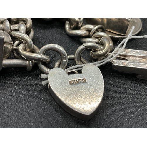 2 - HALLMARKED SILVER CHARM BRACELET WITH 20 CHARMS (1 COIN CHARM WHITE METAL) TW88.6G - HALLMARK SILVER... 
