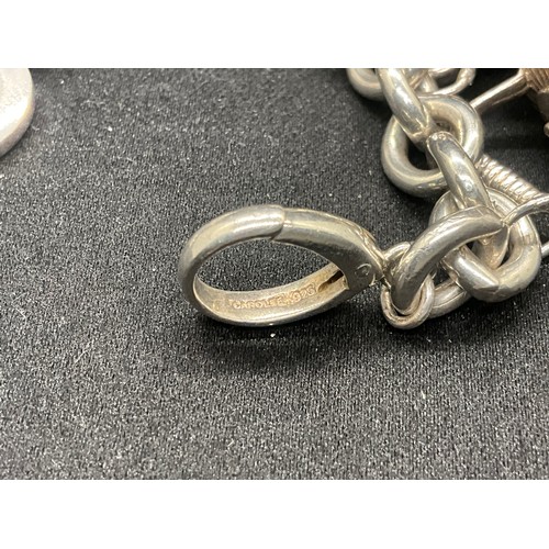 11 - SILVER CHARM BRACELET MARKED BUT HEAVILY RUBBED BUT TESTED WITH 9 SILVER CHARMS TW94.1G