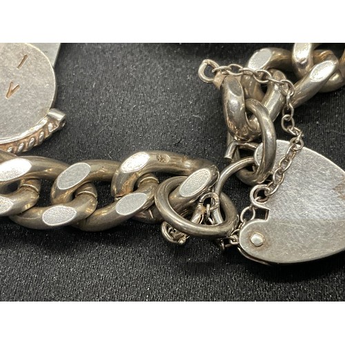 22 - HALLMARKED SILVER CHARM BRACELET WITH 6 SILVER CHARMS W54G - SAFETY CHAIN IS NOT SILVER, LOCKET & CH... 