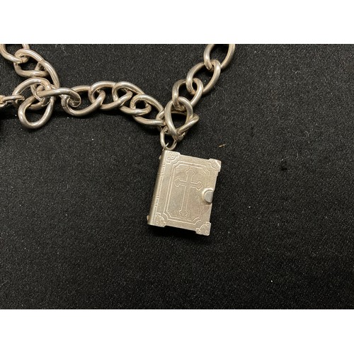 27 - 2 SILVER CHARM BRACELETS (TESTED) WITH A TOTAL OF 26 SILVER & WHITE METAL CHARMS - 2 ADDITIOINAL CHA... 