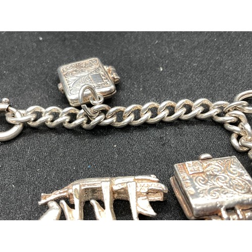 28 - 2 SILVER CHARM BRACELETS (TESTED) WITH A TOTAL OF 30 SILVER & WHITE METAL CHARMS TW104.2G
1 IS ENGLI... 