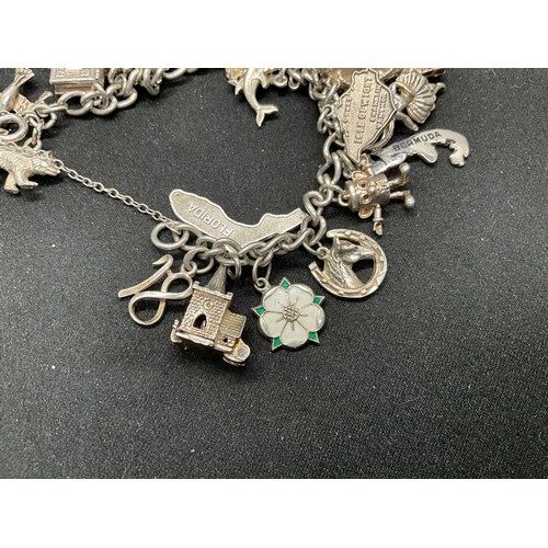 41 - 2 SILVER CHARM BRACELETS (TESTED) WITH TOTAL OF 32 SILVER & WHITE METAL CHARMS  TW94.1G
1 LOCKET IS ... 