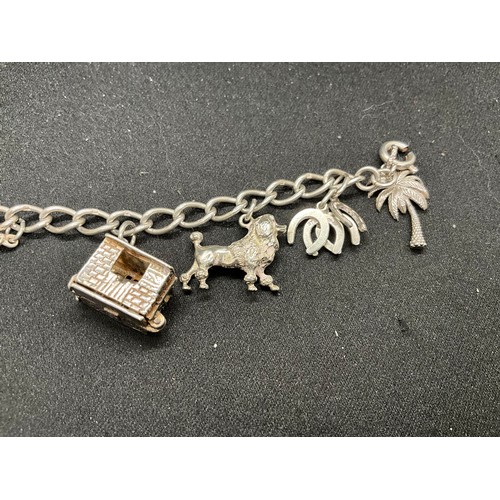 42 - 2 SILVER CHARM BRACELETS (TESTED)WITH A TOTAL OF 24 SILVER & WHITE METAL CHARMS TW78.8G
1 BRACELET H... 