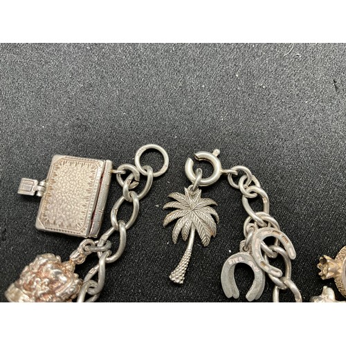 42 - 2 SILVER CHARM BRACELETS (TESTED)WITH A TOTAL OF 24 SILVER & WHITE METAL CHARMS TW78.8G
1 BRACELET H... 