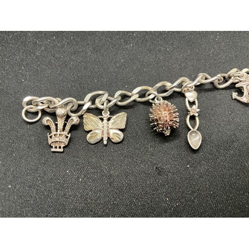 46 - 2 SILVER CHARM BRACELETS (TESTED) WITH A TOTAL OF 20 SILVER CHARMS TW49.1G
1 LOBSTER CLASP ON ONE BR... 