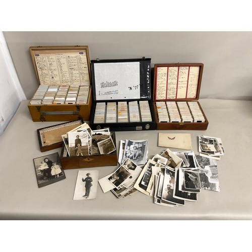 133 - 3 CASES OF VINTAGE SLIDES AND JEWELLRY BOX OF PHOTOS ETC