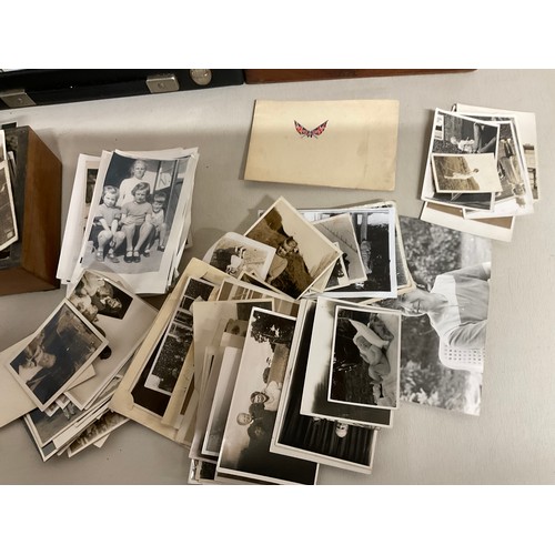 133 - 3 CASES OF VINTAGE SLIDES AND JEWELLRY BOX OF PHOTOS ETC