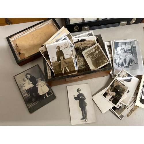 133 - 3 CASES OF VINTAGE SLIDES AND JEWELLRY BOX OF PHOTOS ETC