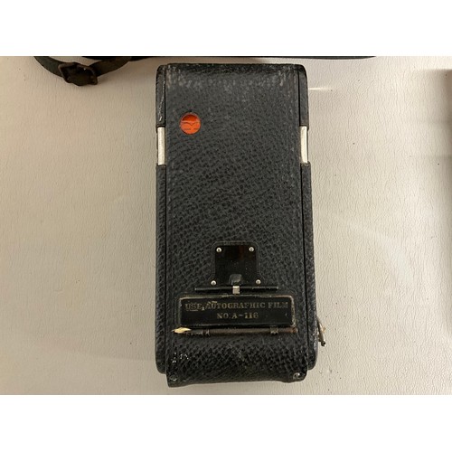 121 - 2 X VINTAGE LEATHER CASED KODAK CAMERAS
