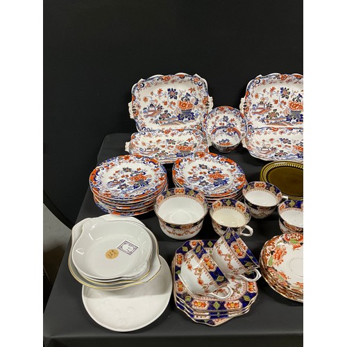 128 - 2 BOXES OF CHINA TO INCLUDE TEAPOTS, CHERISHED TEDDIES FIGURES, MASONS PLATES, CROWN DARBY ETC