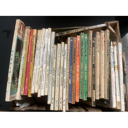 136 - 2 BOXES OF SCIENCE FICTION BOOKS TO INCLUDE STARTLING STORIES, IMAGINATION ETC