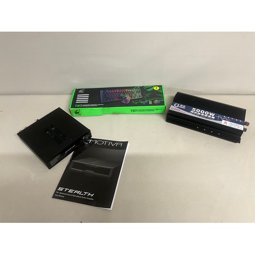 137 - RECHARGEABLE WIRELESS KEYBOARD & MOUSE BPXED, 5000W POWER INVERTOR, EMOTIVA PA-1 POWER BALANCED AMPL... 