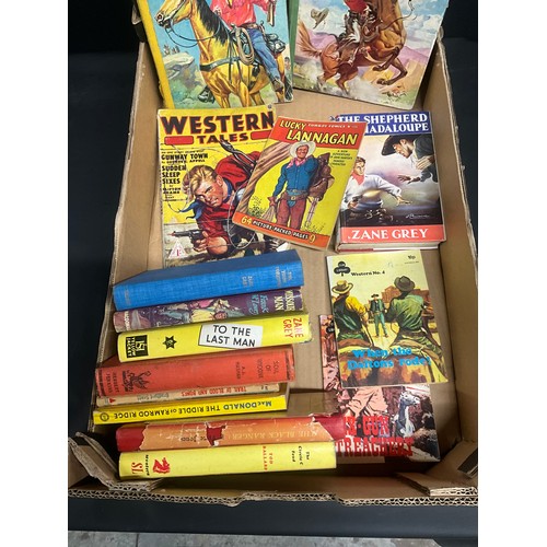 138 - BOX OF CHILDRENS BOOKS TO INCLUDE ZANE GRAY ETC