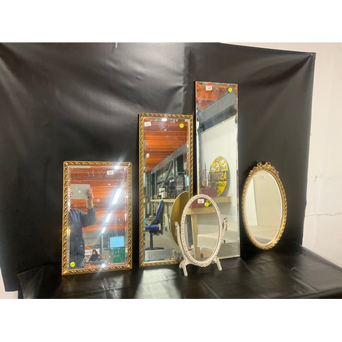 145 - 3 VINTAGE GILT FRAMED MIRRORS,HALL MIRROR AND FREE STANDING MIRROR