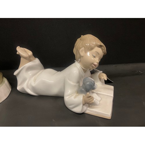 154 - NAO CHILD READY WITH PUPPY FIGURE AND CONTINENTAL FIGURE OF SHEPHERD