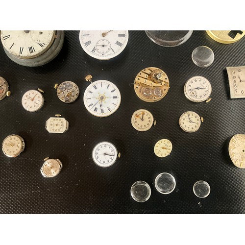 157 - QTY OF POCKET WATCH FACES, WORKS LADIES WATCH STRAPS ETC