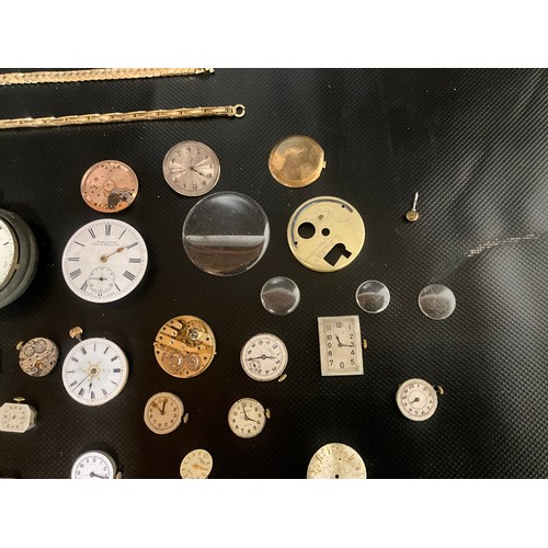 157 - QTY OF POCKET WATCH FACES, WORKS LADIES WATCH STRAPS ETC