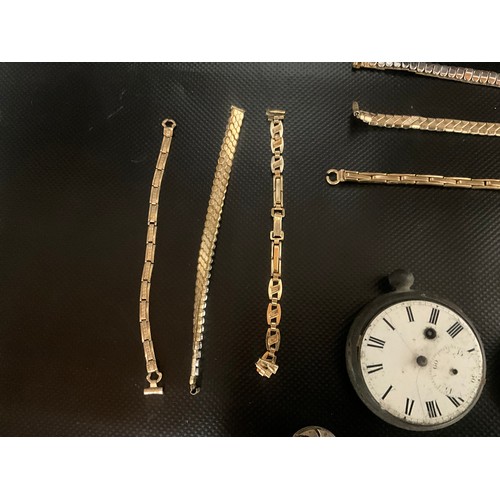 157 - QTY OF POCKET WATCH FACES, WORKS LADIES WATCH STRAPS ETC