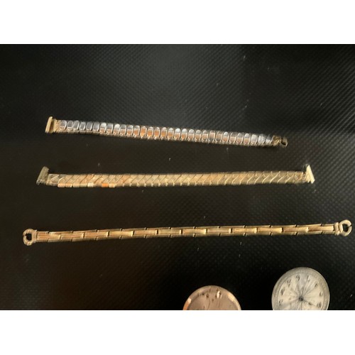 157 - QTY OF POCKET WATCH FACES, WORKS LADIES WATCH STRAPS ETC