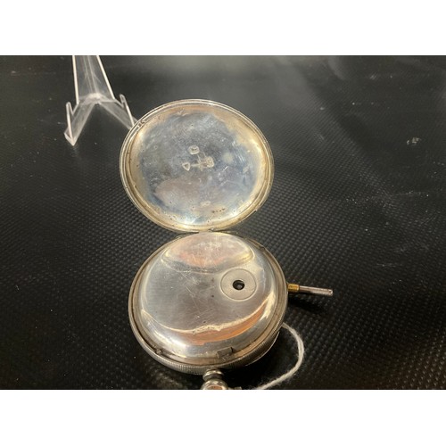 160 - HALLMARK SILVER CASED VICTORIAN POCKET WATCH WITH KEY