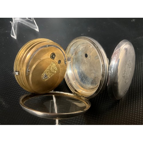 160 - HALLMARK SILVER CASED VICTORIAN POCKET WATCH WITH KEY