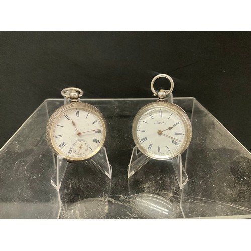 162 - 2 X VICTORIAN ENGRAVED HALLMARKED SILVER FOB WATCHES