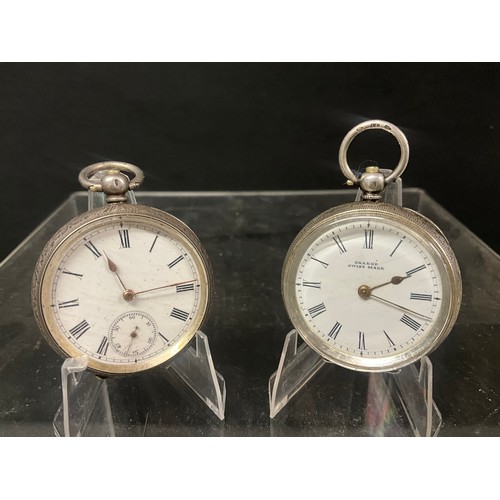 162 - 2 X VICTORIAN ENGRAVED HALLMARKED SILVER FOB WATCHES