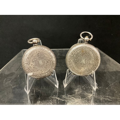 162 - 2 X VICTORIAN ENGRAVED HALLMARKED SILVER FOB WATCHES