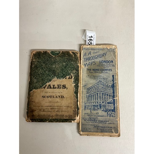 165 - VINTAGE CRUCHLEYS MAP OF ENGLAND & WALES & PART OF SCOTLAND IN SLEEVE A/F AND VINTAGE AA DOUBLE SIDE... 