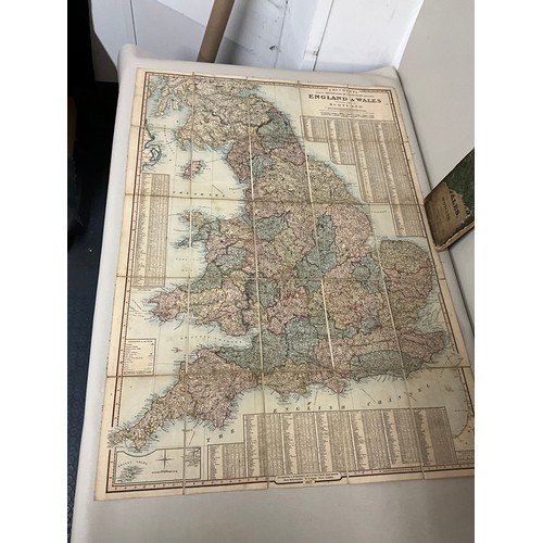 165 - VINTAGE CRUCHLEYS MAP OF ENGLAND & WALES & PART OF SCOTLAND IN SLEEVE A/F AND VINTAGE AA DOUBLE SIDE... 