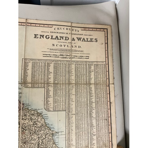 165 - VINTAGE CRUCHLEYS MAP OF ENGLAND & WALES & PART OF SCOTLAND IN SLEEVE A/F AND VINTAGE AA DOUBLE SIDE... 
